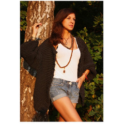 Pakamera Grafitowy kardigan oversized merino bulky