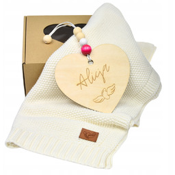 Koc Bambus Kocyk Serce Serduszko Na Chrzest Narodziny