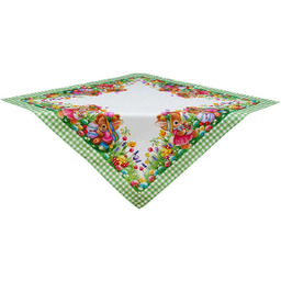 Nakładka wielkanocna zielona kwadratowa w zajączki, pisanki