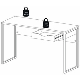 Biurko z szufladą białe / dąb sonoma mat