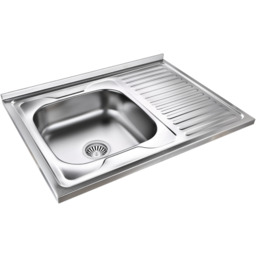 Zlewozmywak 80x60x15 cm stalowy nakładany LEWY +syfon, 1-komora