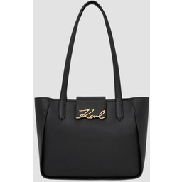 KARL LAGERFELD Czarna shopperka ze złotym logo Signature