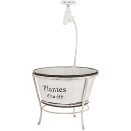 Kwietnik metalowy retro biały imitacja kranu 41x22x22 183458