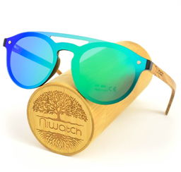 Drewniane okulary przeciwsłoneczne Niwatch Volans Green Mirror