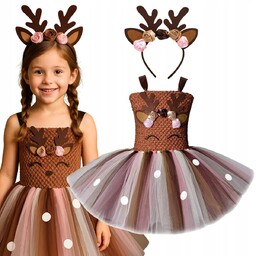STRÓJ JELONKA BAMBI OZDOBNA SUKIENKA TUTU OPASKA HALLOWEEN