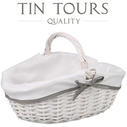 BIAŁY KOSZ WIKLINOWY Z UCHWYTEM 39x27x14/18/27 cm