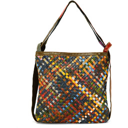 Wielokolorowa Skórzana damska torebka i plecak