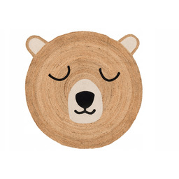 Dywan Okrągły Jutowy Brązowy Miś Dla Dzieci