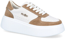 Skórzane sneakersy damskie - FILIPPO DP6047/24 BIAŁO-BEŻOWE