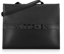 Damska shopperka ze skóry z dużym logo czarna