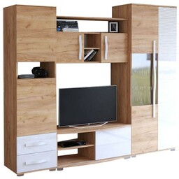 Meblościanka LAURA MINI Craft Złoty / Biały Połysk