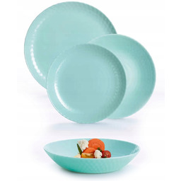 Serwis Obiadowy Talerze Komplet Zestaw 18el Turkusowe Diwali