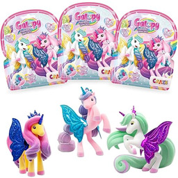 GALUPY Rainbow Unicorn 3-pak Foilbag figurki jednorożca tęczowe