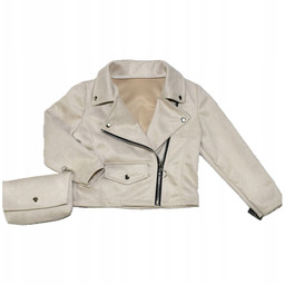 110-116 Kurtka ramoneska plus torebka a'la zamsz beżowy