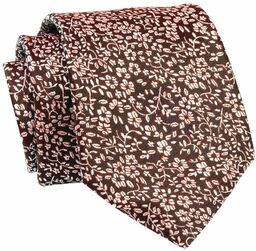 Krawat Czerwony w Drobne Kwiatki, 7 cm, Elegancki,