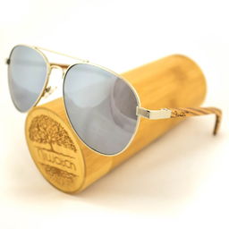 Drewniane okulary przeciwsłoneczne Niwatch Musca Silver Mirror