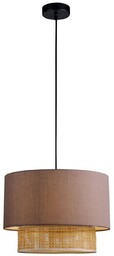 Viokef Żyrandol Rika, Ø 34 cm, szary/naturalny, tkanina/rattan