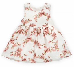 Bawełniana sukienka niemowlęca w kwiaty ecru