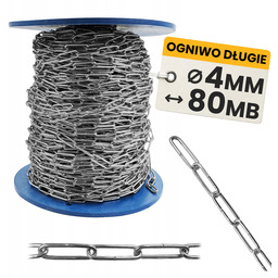 Łańcuch gospodarczy 4mm Długie Ogniwo 80m ocynkowany stalowy