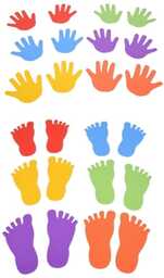 Zestaw kolorowych sensorycznych stóp i dłoni + KARTY