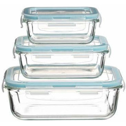 Zestaw 3 szklanych pojemników S