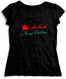Koszulka Świąteczna - Merry Christmas Sanie Mikołaja Prezent