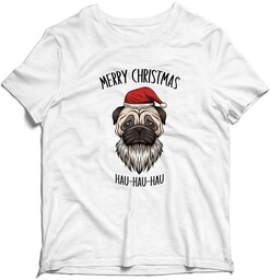 Koszulka na Mikołaja-Merry Christmas Hau-Hau Pies Prezent pod