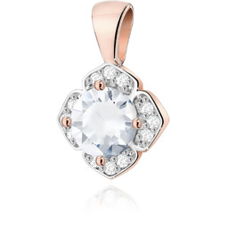 Złota zawieszka wisiorek Z0571 Biały Szafir 0,60ct różowe