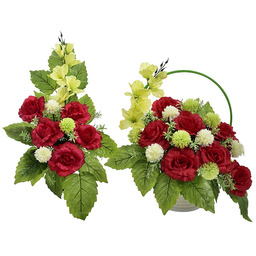 ZESTAW NAGROBNY Z CZERWONYMI RÓŻAMI KOMPOZYCJA I WKŁAD