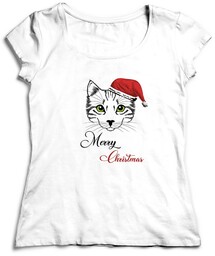 Koszulka na Mikołaja-Merry Christmas Kot Prezent pod Choinkę