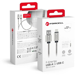 Kabel USB-A do USB-C 12W 1m Forcell Stalowy