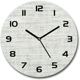 Zegar szklany okrągły Lniane białe płótno