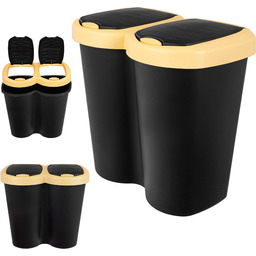 Podwójny kosz na śmieci Aumoy 40L czarno-żółty