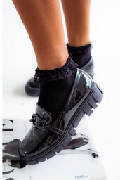 Skarpetki damskie bawełniane z koronkowym wykończeniem czarne Milena