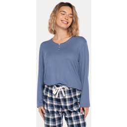 Flanelowa piżama damska SIERA Niebieski