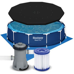 Basen stelażowy Ø366 x 76 cm z pokrywą