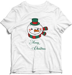 Koszulka Świąteczna -Merry Christmas Bałwan Bałwanek zielony Prezent