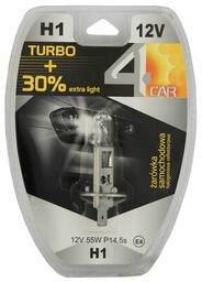 Żarówka samochodowa H1 12V TURBO +30% 4CAR