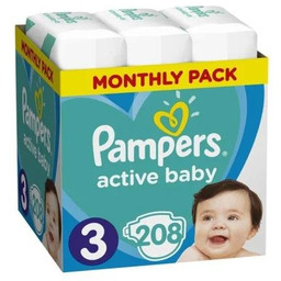Pampers Active Baby pieluchy jednorazowe rozmiar 3, 208