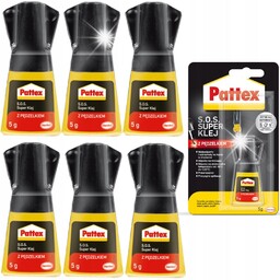 6x PATTEX S.O.S. KLEJ Z PĘDZELKIEM UNIWERSALNY BEZBARWNY