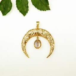 Lunula pozłocona z kamieniem księżycowym