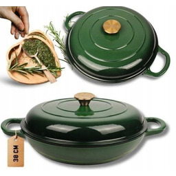 Niski garnek rondel Hage żeliwny emaliowany 30cm butelkowa