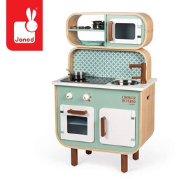 Dwustronna drewniana kuchnia z pralką 2w1 z dźwiękiem