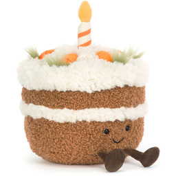 MASKOTKA JELLYCAT Uśmiechnięty TORCIK ZE ŚWIECZKĄ Ciasto marchewkowe