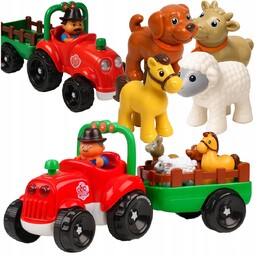 TRAKTOR TRAKTOREK FARMERA Z PRZYCZEPKĄ INTERAKTYWNY ŚWIECI GRA