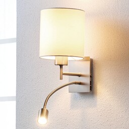 Lampa Ścienna Lindby, Camilo, biały, salon, tkanina tekstylia,