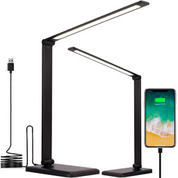 Lampka Biurkowa Szkolna Nocna LED z Ładowarką USB