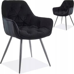 Krzesło Cherry Velvet aksamitne czarne pikowane
