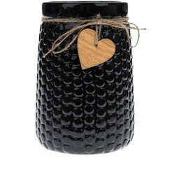 Wazon ceramiczny Wood heart czarny, 12 x 17,5