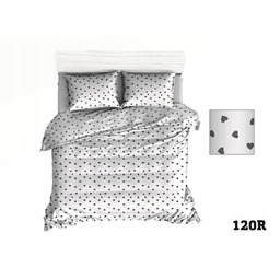 Pościel bawełniana 160x200 biała serca serduszka szare